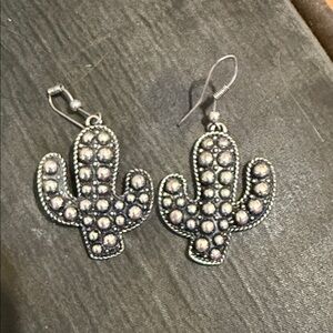 Cactus Shaped Silver Earrings